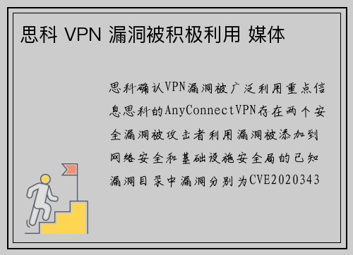 思科 VPN 漏洞被积极利用 媒体 思科 VPN 漏洞被积极利用 媒体